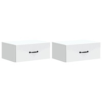 vidaXL Väggmonterat Sängbord med låda 2 pcs Vit 49 x 34,5 x 20 cm