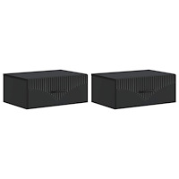 vidaXL Väggmonterat Sängbord med låda 2 pcs Svart 49 x 34,5 x 20 cm
