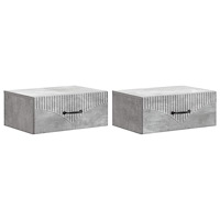 vidaXL Väggmonterat Sängbord 2 pcs Betonggrå 49 x 34,5 x 20 cm
