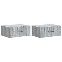 vidaXL Väggmonterat Sängbord 2 pcs Grå sonoma-ek 49 x 34,5 x 20 cm