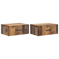 vidaXL Väggmonterat Sängbord 2 pcs Gammalt trä 49 x 34,5 x 20 cm