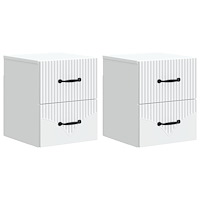 vidaXL Väggmonterat Sängbord med låda 2 pcs Vit 34,5 x 33 x 40 cm