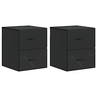 vidaXL Väggmonterat Sängbord med låda 2 pcs Svart 34,5 x 33 x 40 cm