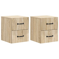 vidaXL Väggmonterat Sängbord 2 pcs Sonoma-ek 34,5 x 33 x 40 cm