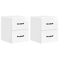 vidaXL Väggmonterat Sängbord 2 pcs Vit högglans 34,5 x 33 x 40 cm