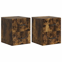 vidaXL Väggmonterat Sängbord med låda 2 pcs Rökt ek 34,5 x 33 x 40 cm
