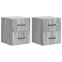 vidaXL Väggmonterat Sängbord 2 pcs Grå sonoma-ek 34,5 x 33 x 40 cm