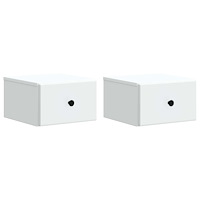 vidaXL Väggmonterat Sängbord med låda 2 pcs Vit 34,5 x 33 x 20 cm