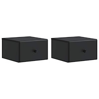 vidaXL Väggmonterat Sängbord med låda 2 pcs Svart 34,5 x 33 x 20 cm