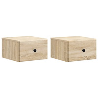 vidaXL Väggmonterat Sängbord 2 pcs Sonoma-ek 34,5 x 33 x 20 cm
