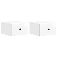 vidaXL Väggmonterat Sängbord 2 pcs Vit högglans 34,5 x 33 x 20 cm