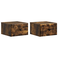 vidaXL Väggmonterat Sängbord med låda 2 pcs Rökt ek 34,5 x 33 x 20 cm
