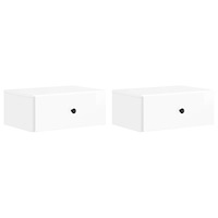 vidaXL Väggmonterat Sängbord 2 pcs Vit högglans 49 x 34,5 x 20 cm