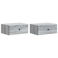vidaXL Väggmonterat Sängbord 2 pcs Grå sonoma-ek 49 x 34,5 x 20 cm