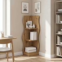 vidaXL Hörnhylla med hylla Artisan-ek 34 x 33 x 102 cm Konstruerat trä