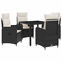 vidaXL Utomhusmatbord 5 pcs Svart och krämvit 90 x 90 x 75 cm