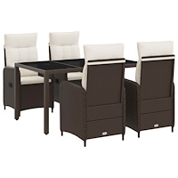 vidaXL Utomhusmatbord 5 pcs Brun och krämvit 150 x 90 x 75 cm