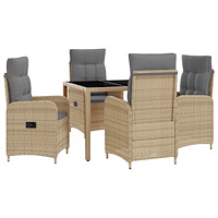 vidaXL Utomhusmatbord 5 pcs Beige och Ljusgrå 90 x 90 x 75 cm