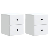 vidaXL Väggmonterat Sängbord med låda 2 pcs Vit 34,5 x 33 x 40 cm