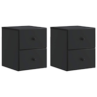 vidaXL Väggmonterat Sängbord med låda 2 pcs Svart 34,5 x 33 x 40 cm