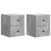 vidaXL Väggmonterat Sängbord 2 pcs Betonggrå 34,5 x 33 x 40 cm