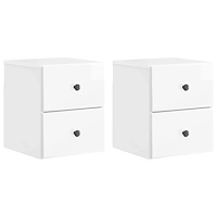 vidaXL Väggmonterat Sängbord 2 pcs Vit högglans 34,5 x 33 x 40 cm