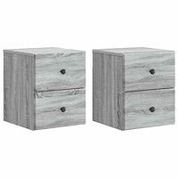 vidaXL Väggmonterat Sängbord 2 pcs Grå sonoma-ek 34,5 x 33 x 40 cm