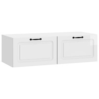 vidaXL Väggmonterad TV-bänk Väggmonterad Vit högglans 98 x 41 x 30 cm