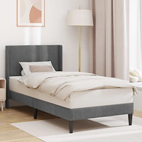 vidaXL Sängram med huvudgavel Mörkgrå 90 x 190 cm Sammet