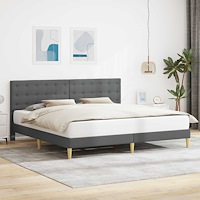 vidaXL Sängram med huvudgavel Mörkgrå 180 x 200 cm Tyg