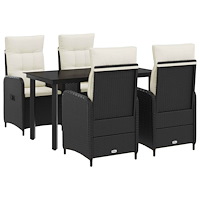 vidaXL Soffbord Set med kudde med kudde 5 pcs Svart och krämvit