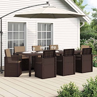 vidaXL Trädgårdsmöbelset med kudde 9 pcs Brun och taupe PP