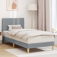vidaXL Sängram med huvudgavel Ljusgrå 90 x 200 cm Tyg