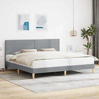 vidaXL Sängram med huvudgavel Ljusgrå 180 x 200 cm Tyg