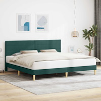 vidaXL Sängram med huvudgavel Mörkgrön 200 x 200 cm Tyg