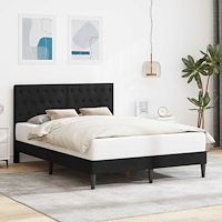 vidaXL Sängram med huvudgavel Svart 120 x 190 cm Sammet