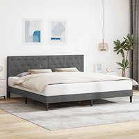 vidaXL Sängram med huvudgavel Mörkgrå 200 x 200 cm Sammet