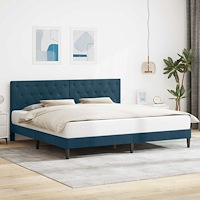 vidaXL Sängram med huvudgavel Blå 200 x 200 cm Sammet
