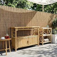 vidaXL Konsolbord med hylla med dörr Naturfärg 110 x 35 x 75 cm Bambus