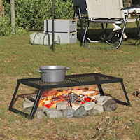 vidaXL Vikbar Campinggrill Svart 58 x 31 x 2 cm Legerat stål
