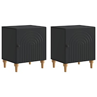 vidaXL Nattduksbord 2 pcs Svart 43 x 34,5 x 50 cm Konstruerat trä