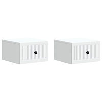 vidaXL Väggmonterat Sängbord med låda 2 pcs Vit 33 x 34,5 x 20 cm