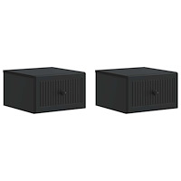vidaXL Väggmonterat Sängbord med låda 2 pcs Svart 33 x 34,5 x 20 cm