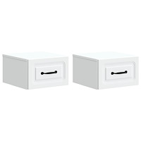 vidaXL Väggmonterat Sängbord med låda 2 pcs Vit 34,5 x 33 x 20 cm
