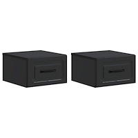 vidaXL Väggmonterat Sängbord med låda 2 pcs Svart 34,5 x 33 x 20 cm