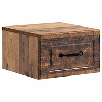 vidaXL Väggmonterat Sängbord med låda Gammalt trä 34,5 x 33 x 20 cm