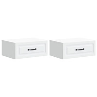 vidaXL Väggmonterat Sängbord med låda 2 pcs Vit 49 x 34,5 x 20 cm