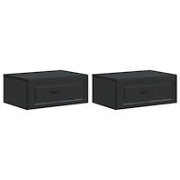 vidaXL Väggmonterat Sängbord med låda 2 pcs Svart 49 x 34,5 x 20 cm