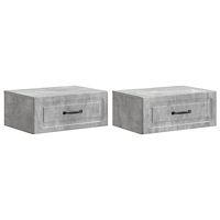vidaXL Väggmonterat Sängbord 2 pcs Betonggrå 49 x 34,5 x 20 cm