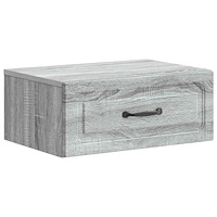 vidaXL Väggmonterat Sängbord med låda Grå sonoma-ek 49 x 34,5 x 20 cm